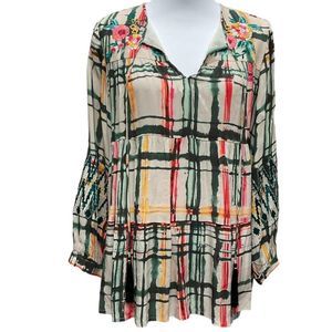 Anthropologie Vineet Bahl Vanessa Tiered Peasant Blouse Women's‎ Sz L Multicolor